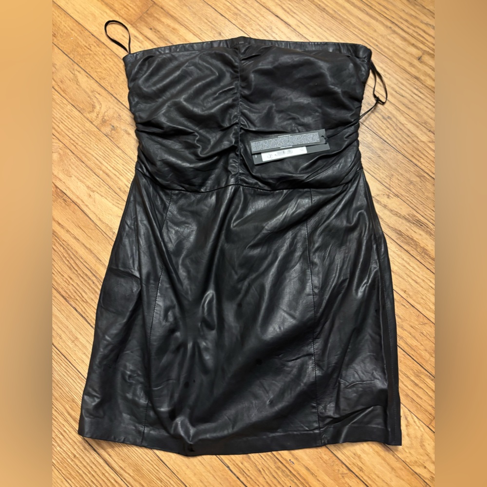 DROMe Black Leather strapless mini dress as is size L